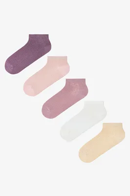 5 Pairs Cotton Self-Patterned Footie Socks PHJD647T26IY