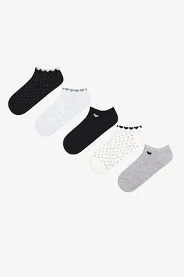 Tiny Heart 5in1 Grey Black Liner Socks