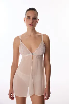 Front Opening Broderie Babydoll PL1WCCO226IY