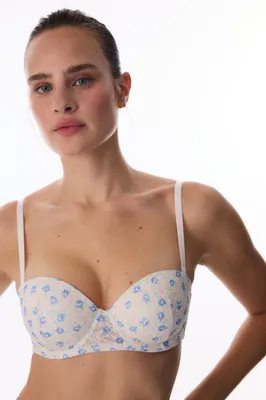 Pop-Up Supported Floral Lace Bra PLM3NP0026IY