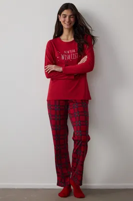 NY WISHLIST LONG-SLEEVE PANTS SET PN0D84J625SK