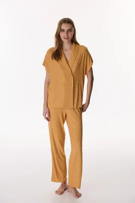 Margot Solid Rib Short Sleeve Trousers Set PN0S52NX26IY