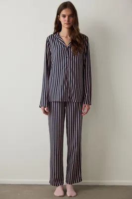 COLORED STRIPES LONG-SLEEVE SHIRT & PANT SET PN6PL32K25SK