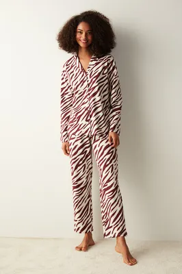 Zebra Printed Long Sleeve Pyjamas Set PN7C1UJO23SK