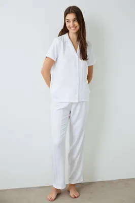 Aria Satin Shirt & Pants Set PN97H74B25SK