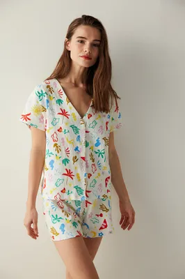 DAISY PRINTED SS SHIRT SORT SET PNDAV7MH23IY