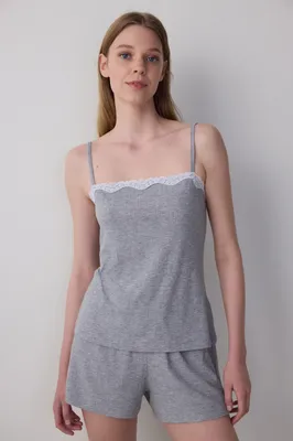 Lilah Solid Sleeveless Shorts Set PNGQYSMI25SK