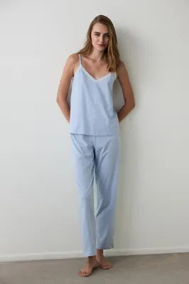 Mia Blue Sleeveless Pants Set PNIX4FJW25SK