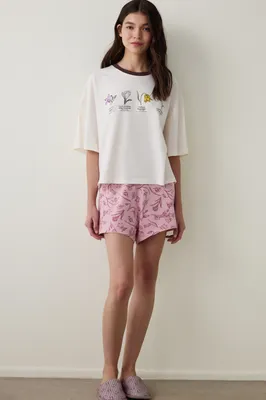 BozkÄ±r Tulip Short-Sleeve Shorts Set PNKT188A25SK