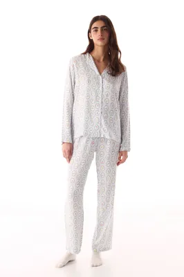 Cute Flowers Long Sleeve Shirt & Pants Pajama Set PNM0OI4926IY