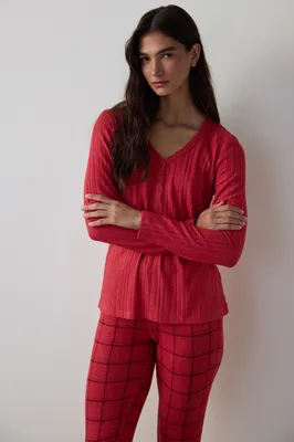Cozy Time Red Checked Shirt & Pant Set PNPGWQGF25SK