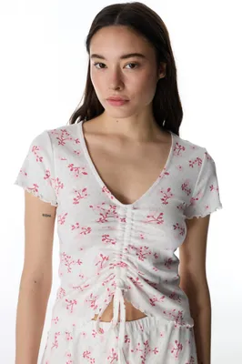 Blossom Pointelle Short Sleeve T-Shirt PNQ7O3VD26IY