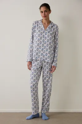 BLUE FLOWERS LONG-SLEEVE SHIRT & PANT SET PNQV0XPN25SK
