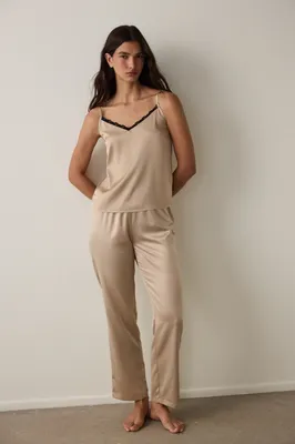 Concept Satin Sleeveless Pants Set PNR2K0BU25SK