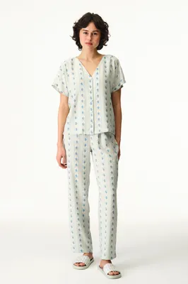 Serenity Striped Short-Sleeve Shirt & Pants Set PNU3JTQ626IY