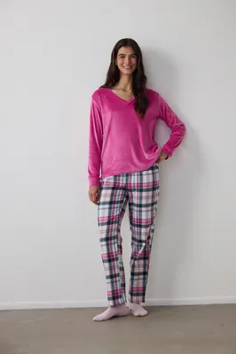 COMFY TIME PINK LONG-SLEEVE PANT SET PNULWPUX25SK