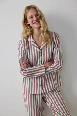 NY MIXED STRIPES LONG-SLEEVE SHIRT & PANT SET PNV500KE25SK