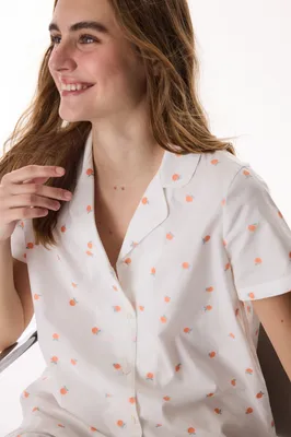 Peach Short Sleeve Shirt Trousers Set PNYY089526IY